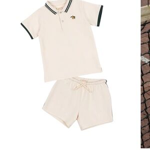 Kids Cream Polo Shirt and Shorts Set